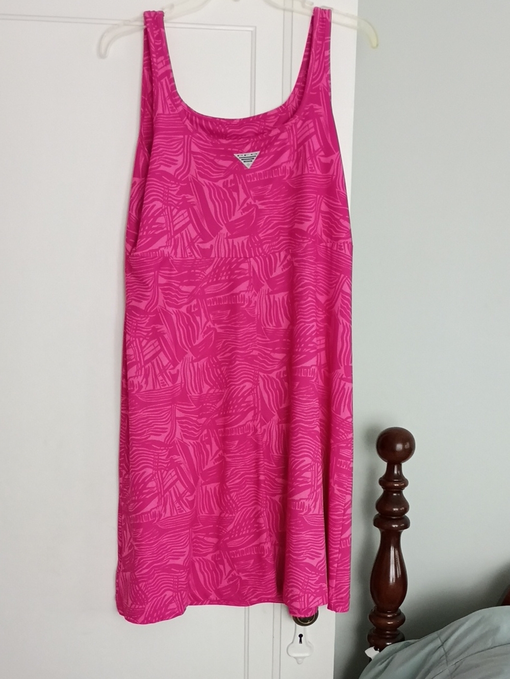Vibrant Hot Pink Sleeveless Printed Mini Dress